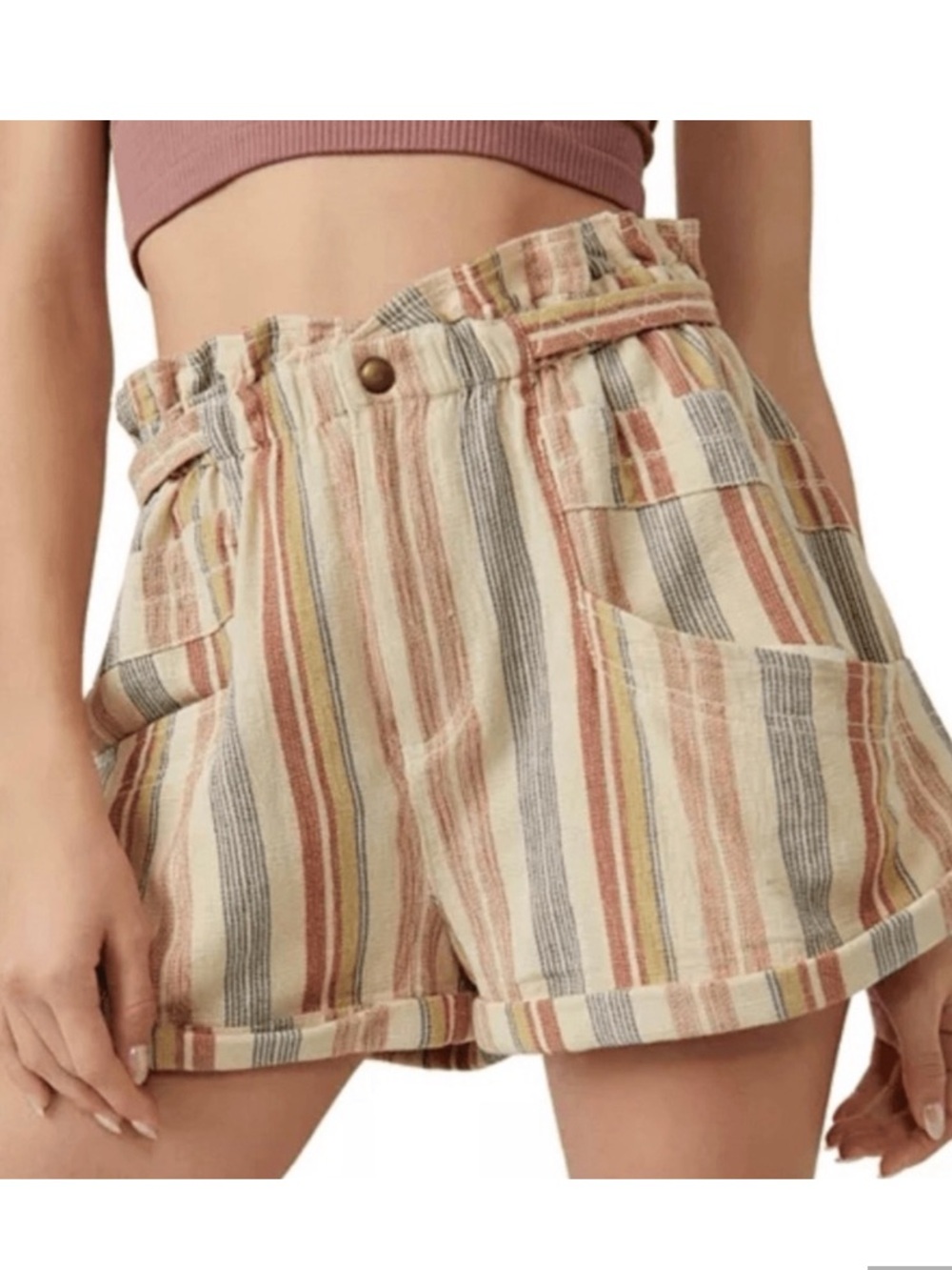Free People Topanga Yarn Dye Striped Shorts